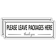 (Paquet de 2) Panneau en mtal pour laisser les paquets ici Panneau de livraison de colis Instructions 10"" x 3,5"" Aluminium pour l'extrieur Anti