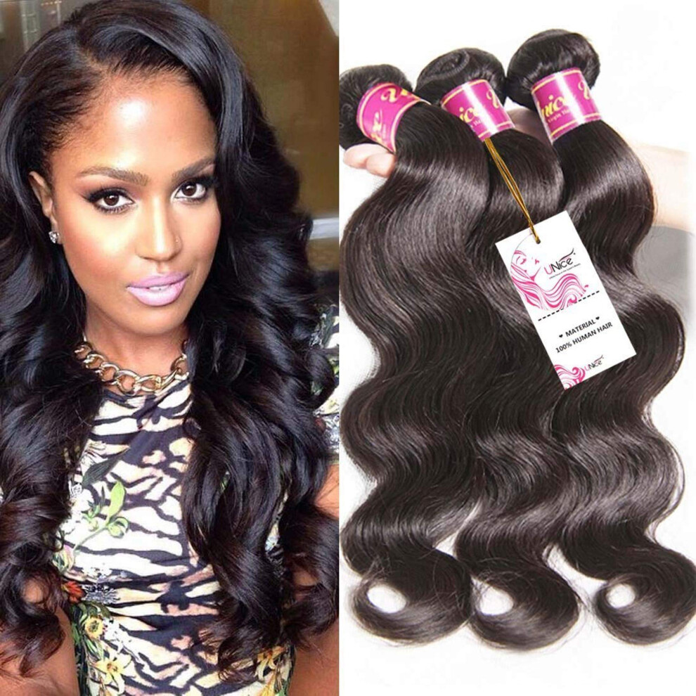Unice Unisex Not,Specified Hair Brazilian Body Wave 3 Bundles, 100% Unprocessed Virgin Human Hair Extensions (10 12 14)
