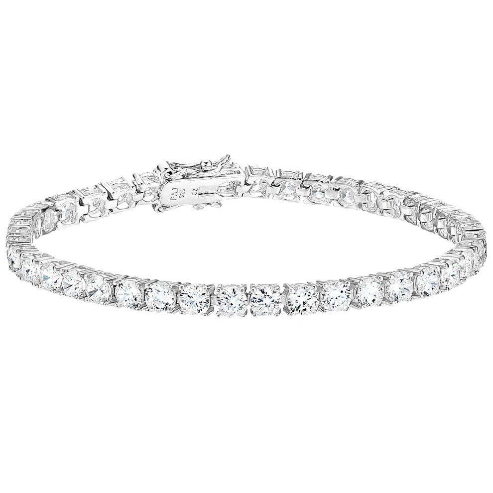 Platinum Plated Sterling Silver Round cut cubic Zirconia Tennis Bracelet (4mm), 75