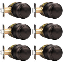 Probrico Passage Door Knobs Handles, Interior Door Knobs for Hall/Closet, Keyless Ball Door Knob, Oil Rubbed Bronze, 6 Pack