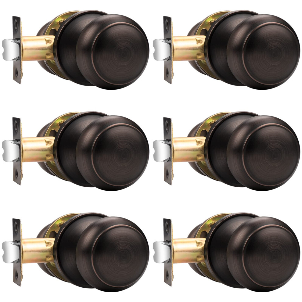 Probrico Passage Door Knobs Handles, Interior Door Knobs For Hall/Closet, Keyless Ball Door Knob, Oil Rubbed Bronze, 6 Pack 718399762446