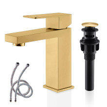 KENES Gold Badezimmerarmaturen, Moderne Einloch Waschbeckenarmatur, mit Pop Up Ablauf