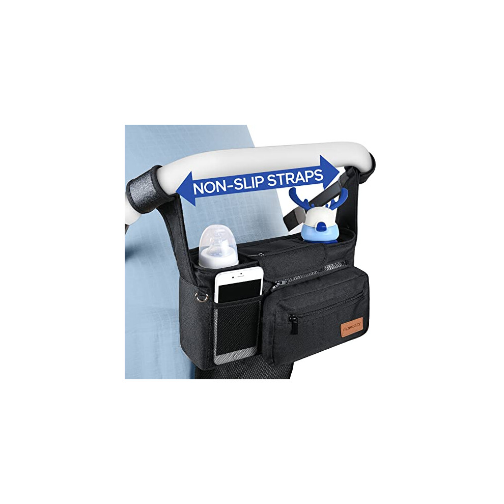 Stroller Organizer, With 2 Non-Slip Stickers And 2 Large Capacity And Detachable Mesh Bags, Fits All Strollers Like Britax, Uppababy, Baby Jo Momcozy