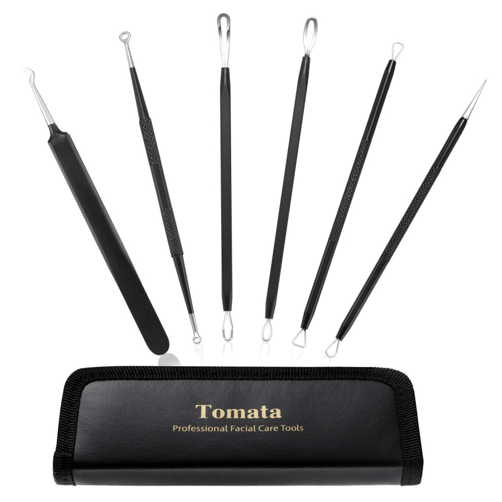 Tomaten Blackhead Remover Pimple Popper Tool Kit - (6 Piece Kit) - Professional Stainless Pimples Comedone Extractor Removal Tool