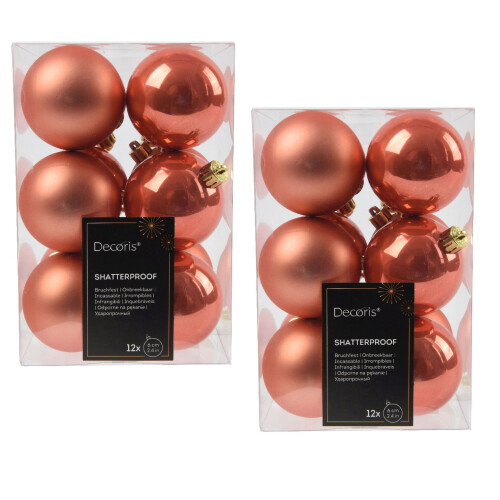24 Spiced Pumpkin Orange Baubles Christmas Tree Decorations Tree 6cm 1