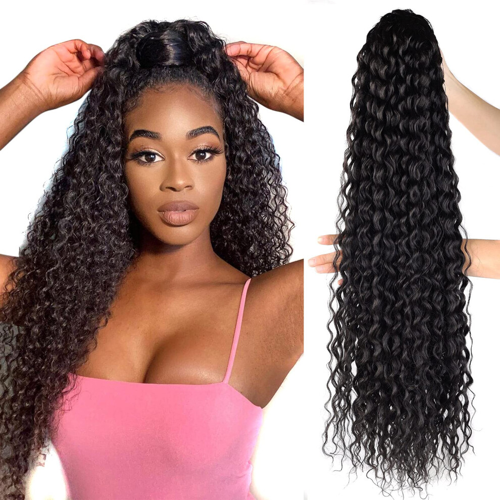 Yibang Unisex Not,Specified 30Inch Long Curly Ponytail Extensions Drawstring Wavy Hair Extension Ponytails Clip In Natural Hair Ponytail Extensions Synthetic Drawstring Ponytail