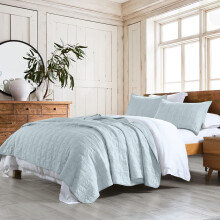 HORIMOTE HOME 100% bomuldsdynes?t King Size Babybl? Forvasket 3-delt senget?ppes?t Hyggeligt letv?gtssyning Senget?jsbetr?k med 2 Shams i geometr