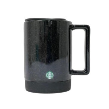 Starbucks Black Speckled ceramic Mug wlid Nonslip Bottom 14oz