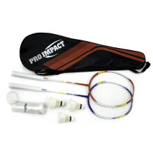 Pro -Impact Badminton -Schlger -Set - Aluminiumkopf mit Stahlwelle - Beinhaltet leichte Schlger und Feder -Shuttlecocks mit Tragetasche - Outdo