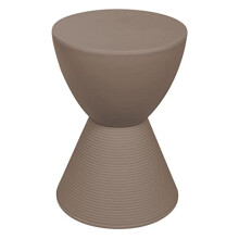 LeisureMod Modern Hourglass Taupe Sidebord - ABS Shell-tromlebord med opbevaring til indend?rs og udend?rs brug