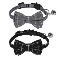 SLSON Collare per gatti staccabile da 2 pezzi con campanello e papillon Collare per gattini scozzese per gatti e cani di piccola taglia Animali d