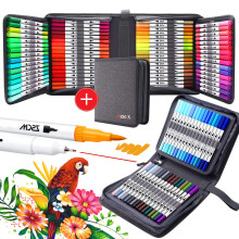 ZSCM 100 Colors Duo Krkiset sivellinmerkit Art Kynsetti Taiteilija hieno ja siveltimen krjen vrilliset kynt aikuisten vrityskirjoille Joulukort