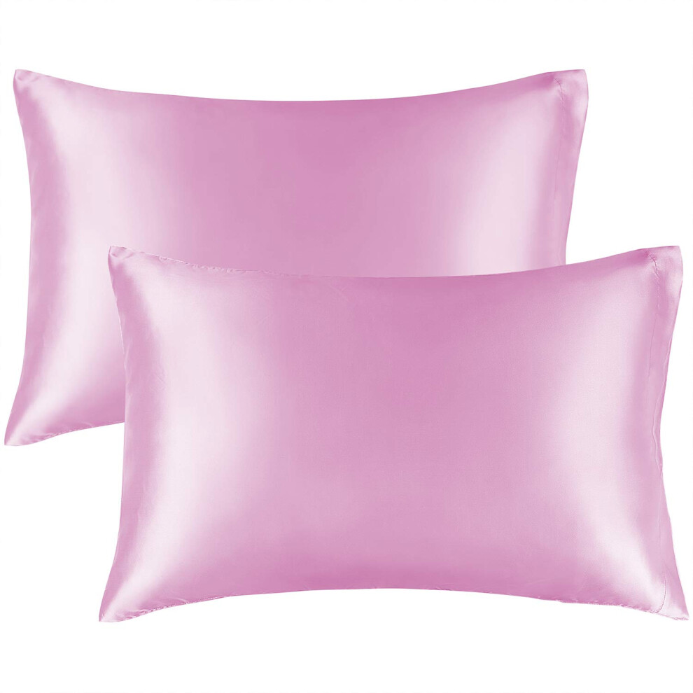 Taie d'oreiller en satin BEDELITE pour cheveux et peau, lot de 2 taies d'oreiller King Size, ultra douces et soyeuses, rose, avec fermeture     env