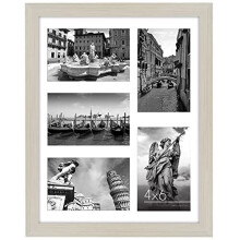 Americanflat 11x14 Collage Picture Frame in Light Wood with Five 4x6 Picture Displays - Shatter Resistant Glass Horizontal and Vertical Formats for Wa
