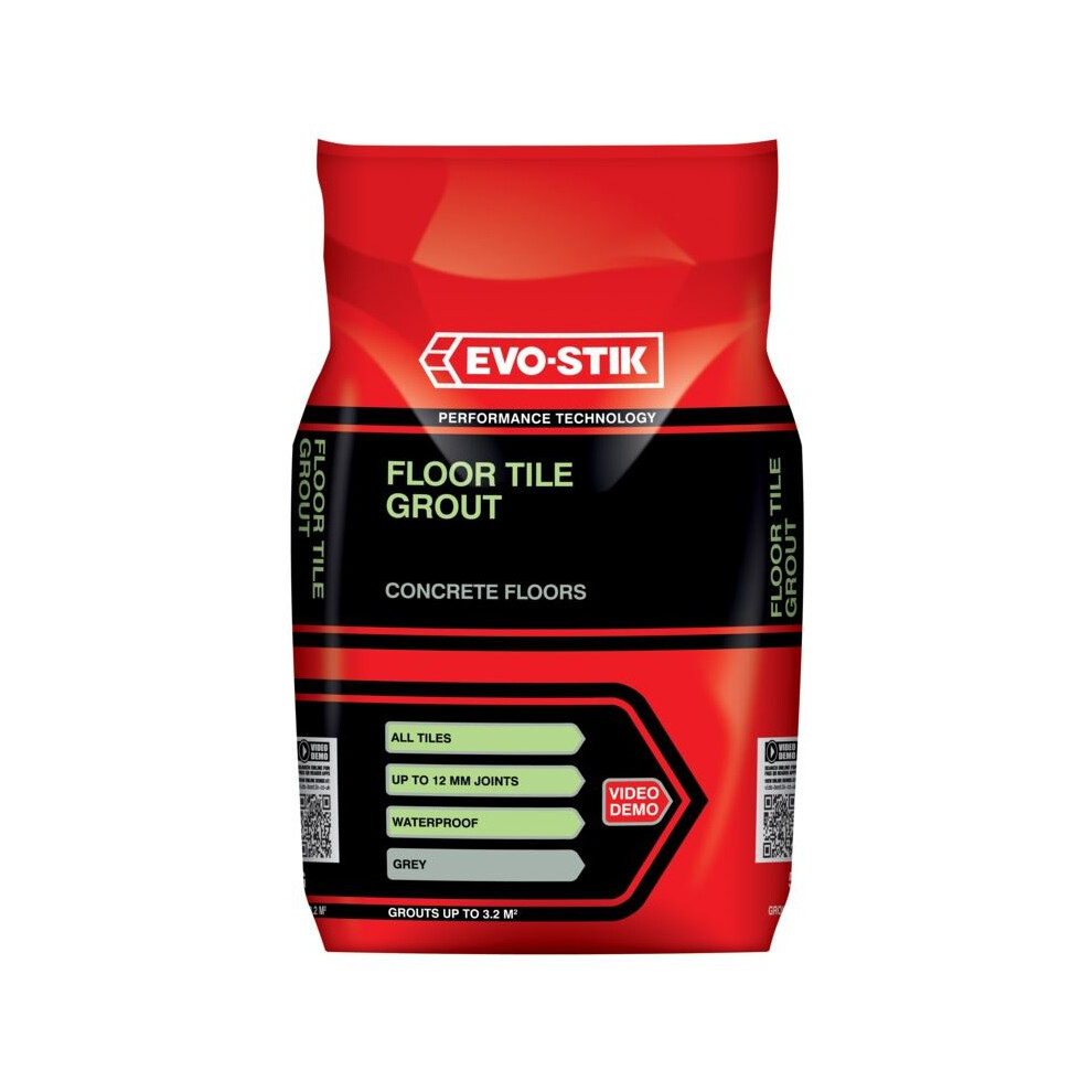 Evo-Stik - Tile A Floor Fast Set Grout for All Tiles - 5kg - Grey