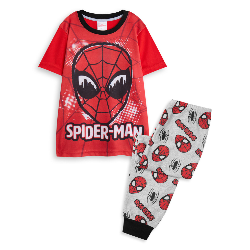 (3-4 Years) Marvel Short Sleeve Long Leg Pyjama Set (Boys Red)