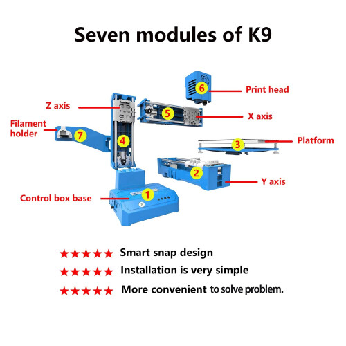 EasyThreed K9 3D Printer Easy to Use Entry Level Gift 3D Printer FDM TPU PL 2