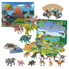 24-Day Dinosaur Advent Calendar Box - Christmas Countdown with 24 Dinosaurs, 12 Identification Cards & Carpet, Fun Kids Gift
