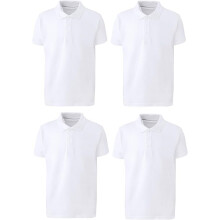 (4-5 Years, 4 Pack White) Panzy 2 or 4 Pack School Boys Girls Unisex Kids Quality White Short Sleeve Polo T-Shirt Age 3-9 yrs