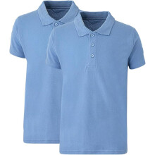 (5-6 Years, 2 Pack Sky Blue) Panzy 2 or 4 Pack School Boys Girls Unisex Kids Quality White Short Sleeve Polo T-Shirt Age 3-9 yrs