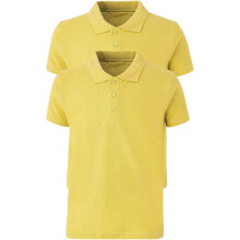 (6-7 Years, 2 Pack Yellow) Panzy 2 or 4 Pack School Boys Girls Unisex Kids Quality White Short Sleeve Polo T-Shirt Age 3-9 yrs