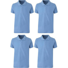 (9-10 Years, 4 Pack Sky Blue) Panzy 2 or 4 Pack School Boys Girls Unisex Kids Quality White Short Sleeve Polo T-Shirt Age 3-9 yrs