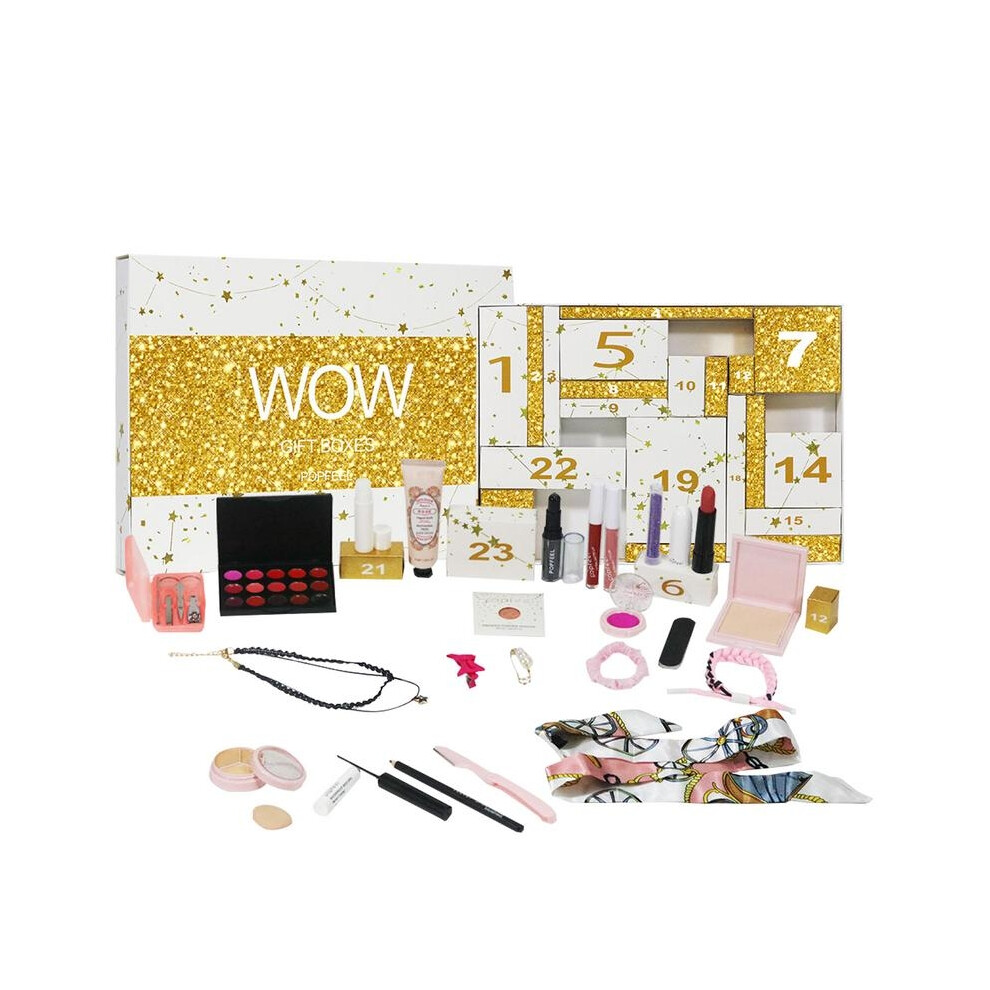 (01) 24 Days Beauty Advent Calendar Makeup Set 24pcs Christmas Countdown Calendar Make up Calendar Lipstick Eye Shadow Cosmetic
