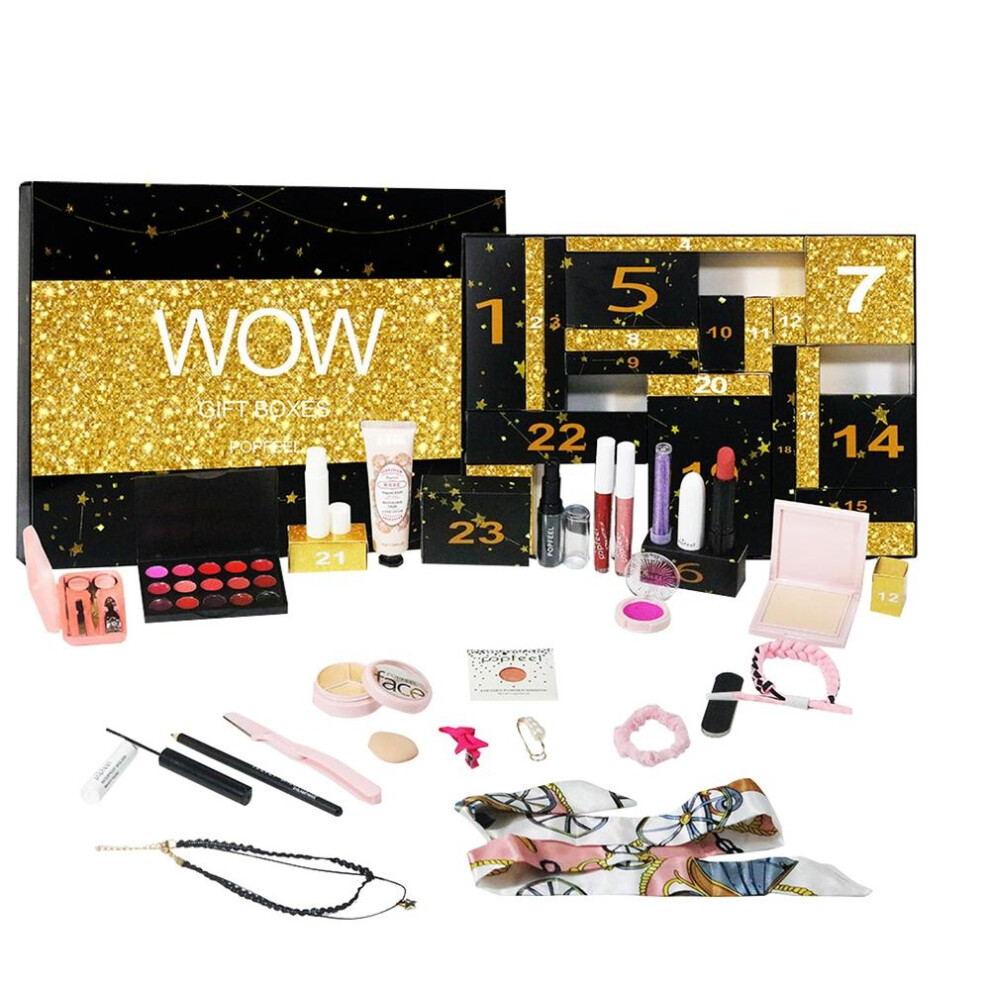 (02) 24 Days Beauty Advent Calendar Makeup Set 24pcs Christmas Countdown Make up Calendar Lipstick Eye Shadow Cosmetic