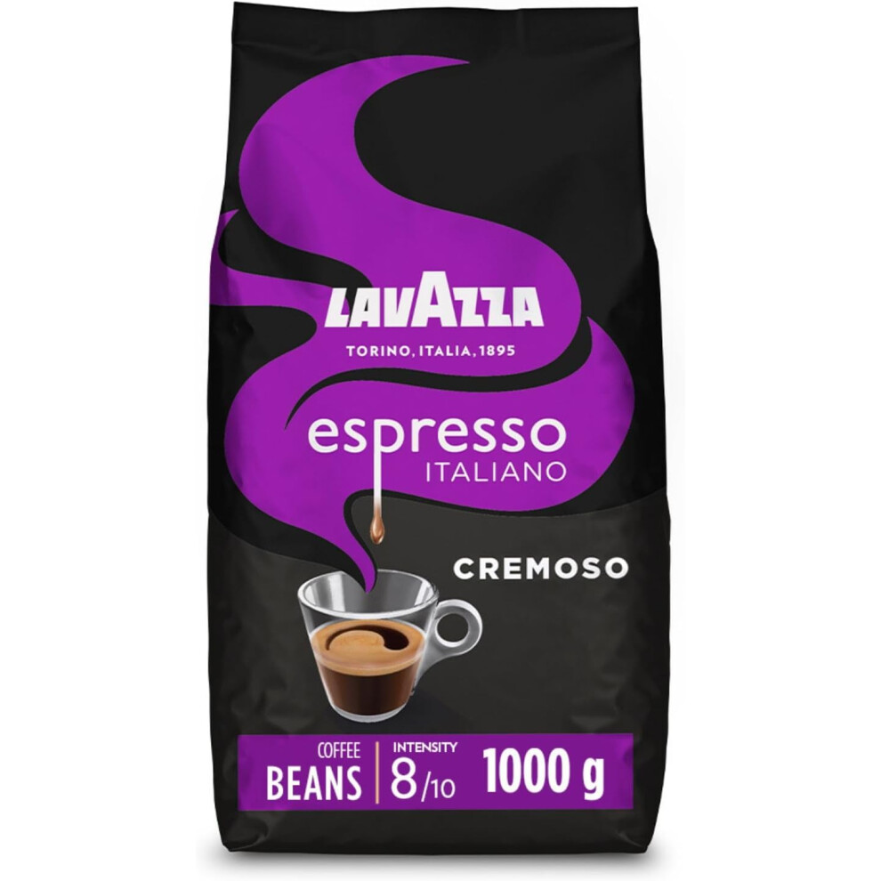 Lavazza Espresso Cremoso, 100% Arabica Medium Roast Coffee Beans, 1kg Pack