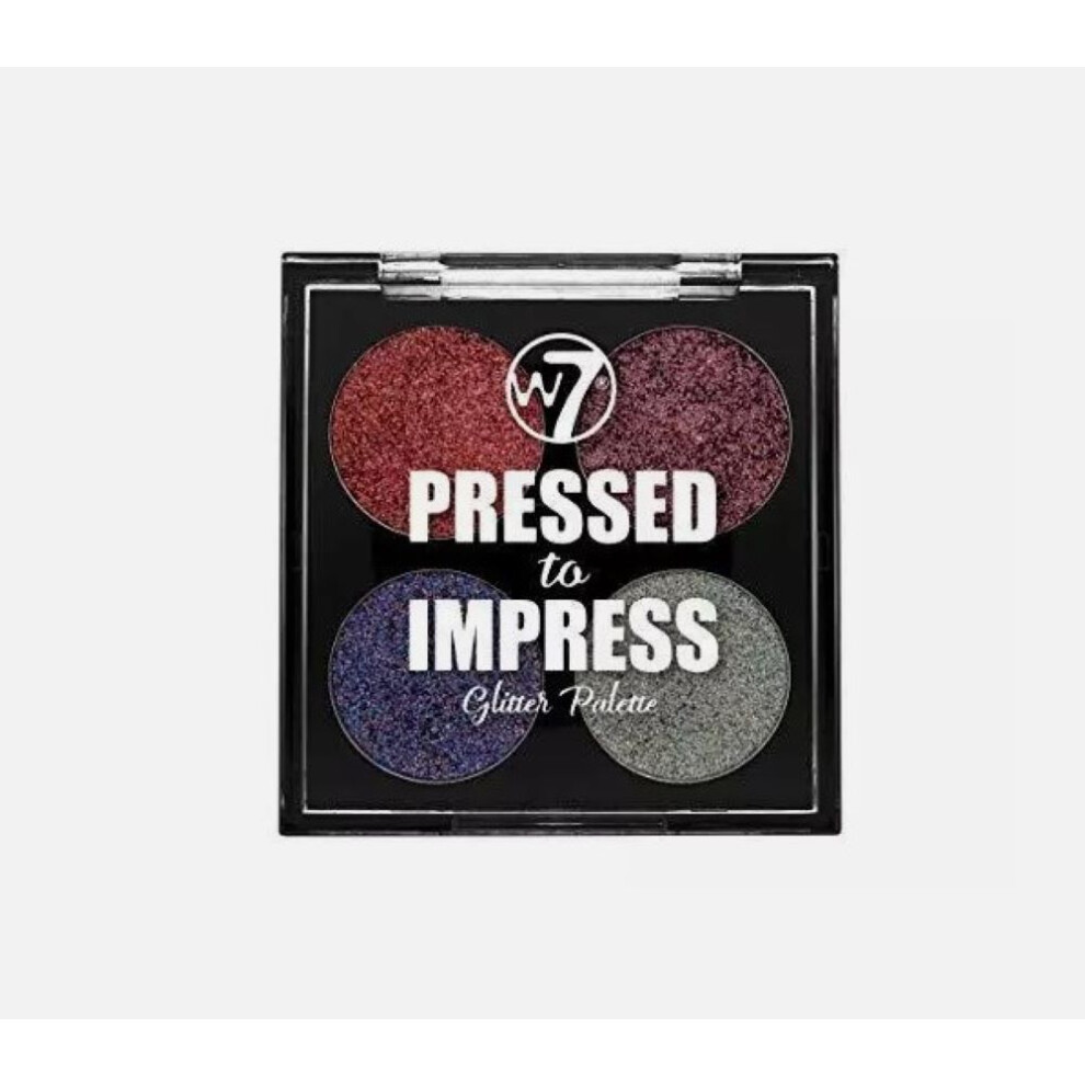 W7 Cosmetics Pressed to Impress 4-Piece Glitter Palette - All the Rage