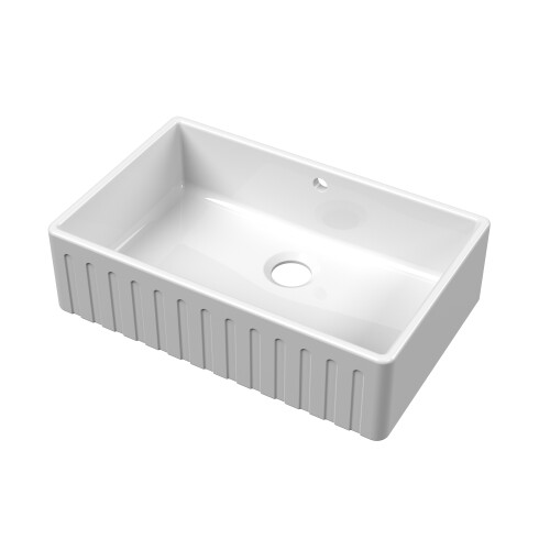 Balterley 795mm - Fireclay Kitchen Single Bowl Fluted Front Butler Sink - with Overflow 2