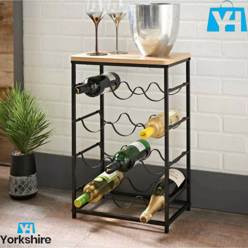 WINE RACK STAND 4 TIER STORAGE 12 BOTTLE HOLDER DISPLAY KITCHEN BAR