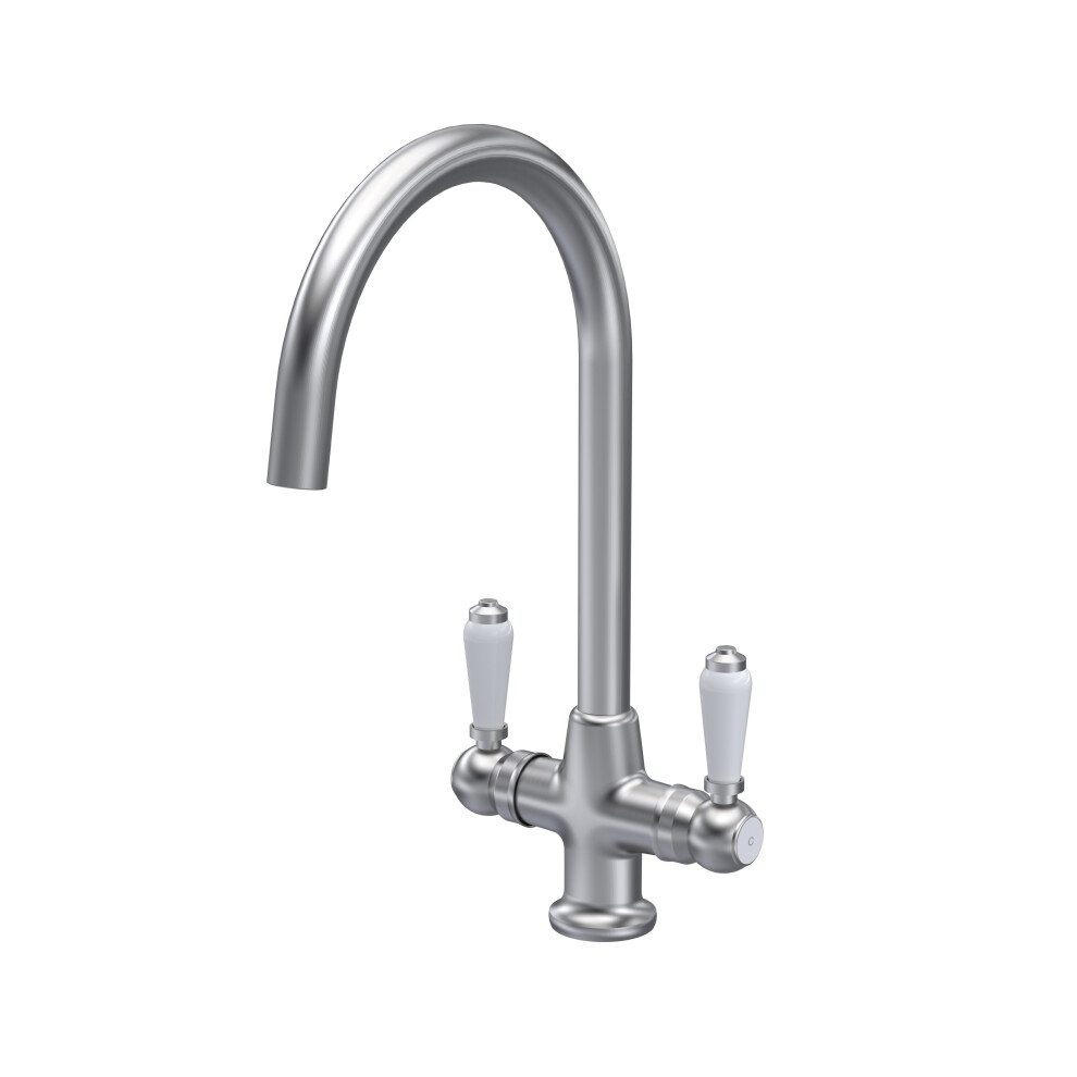 Traditional Mono Mixer Kitchen Tap With Lever Handles - Brushed Nickel 5056678433010