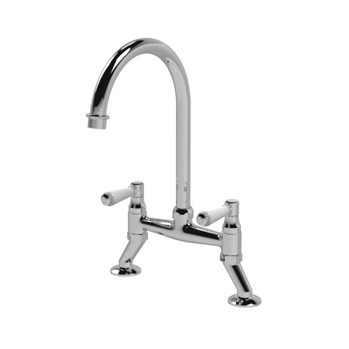 Balterley Traditional Bridge Mixer Kitchen Tap with Lever Handles - Chrome 2