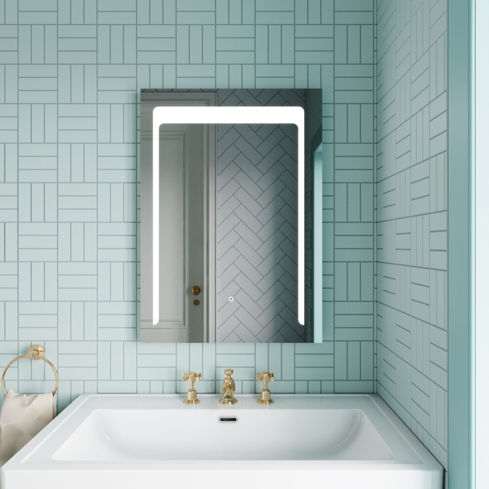 Balterley Rectangular Led Illuminated Touch Sensor Mirror With Demister, 700Mm X 500Mm - Chrome Light
