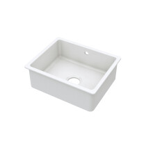 Fireclay Single Bowl Square Undermount Kitchen Sink, Central Waste & Overflow, 548mm - White
