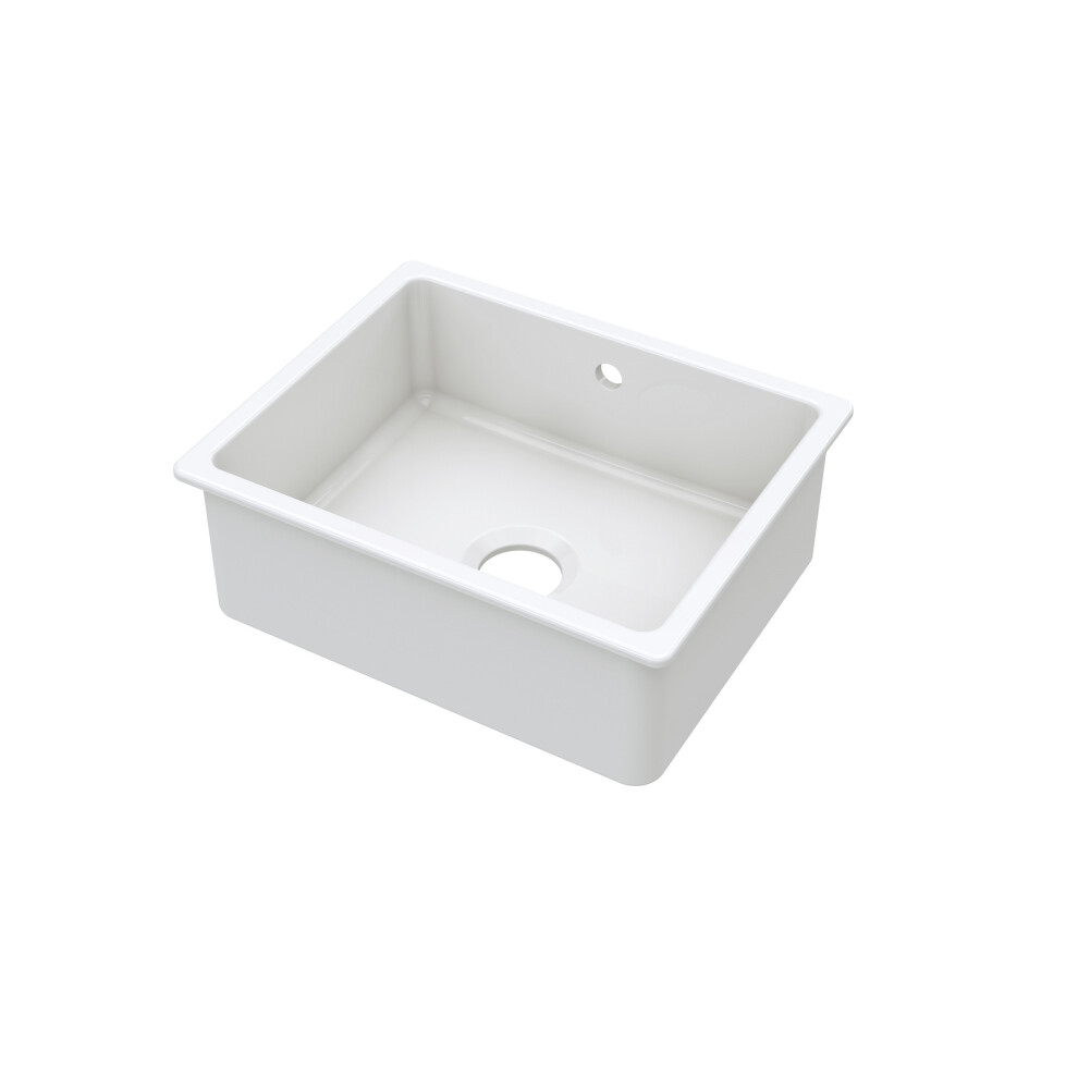 Fireclay Single Bowl Square Undermount Kitchen Sink Overflow 548mm