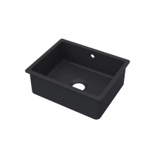 Fireclay Single Bowl Square Undermount Kitchen Sink with Overflow, 548mm - Soft Black