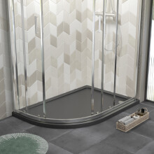 1200mm x 800mm -Premium Shower Tray Right Hand Offset Quadrant - Slate Grey