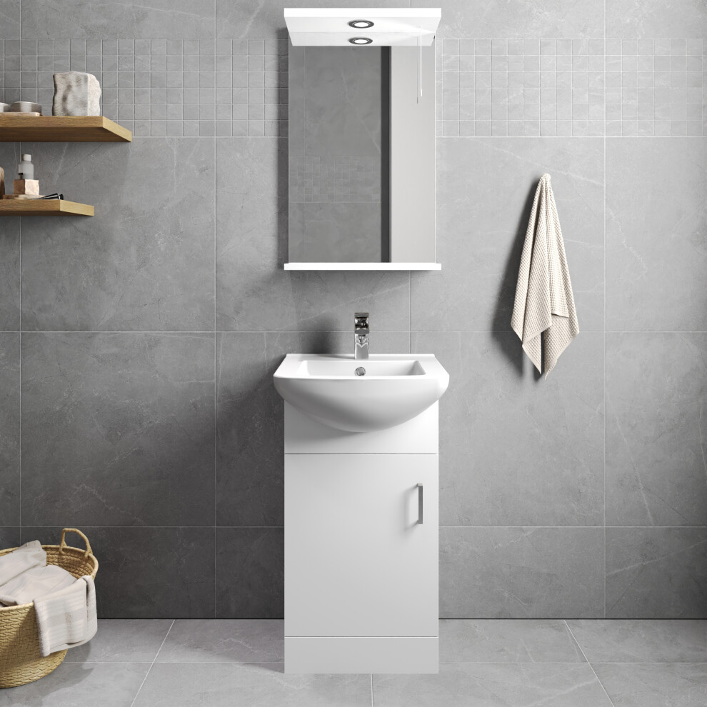 1 Door Vanity Basin Unit with Square Basin - 450mm - Gloss White-image-OPC-PDX9YSZ-NEW