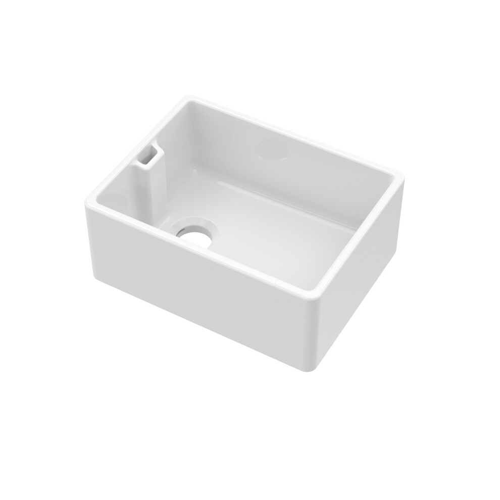 Fireclay Single Bowl Belfast Kitchen Sink with Overflow, No Tap Hole, 595mm