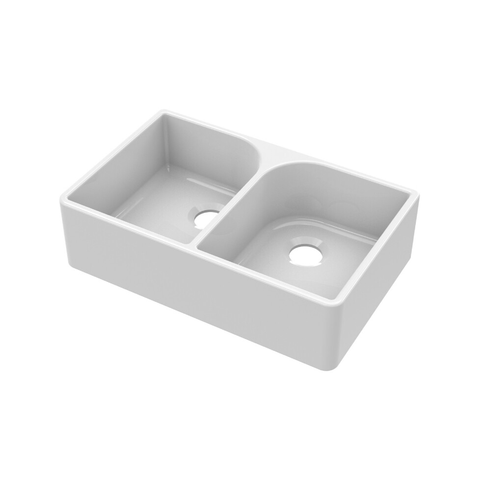 795mm - Double Bowl Full Weir Butler Kitchen Sink - No Overflow, No Tap Hole