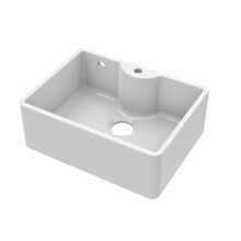 Fireclay Single Bowl Butler Kitchen Sink Tap Ledge, Overflow & Tap Hole 595mm