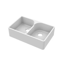 795mm - Double Bowl Stepped Weir Butler Kitchen Sink - No Overflow, No Tap Hole