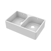 795mm - Double Bowl Full Weir Butler Kitchen Sink - with Overflow, No Tap Hole