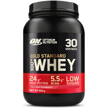(Delicious Strawberry) Optimum Nutrition Gold Standard 100% Whey Muscle Building and Recovery Protein Powder With Naturally Occurring Glutamine and BCAA Amino Acids
