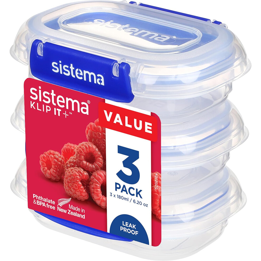 (180ml) SISTEMA KLIP IT PLUS Food Storage Containers Leak-Proof Stackable/Airtight BPA-Free