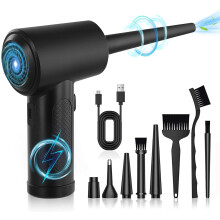 Electric Compressed Air Duster Cleaner, Portable Air Blower PC Cleaner with LED Light, Rechargeable 3 Speed Cordless Air Duster