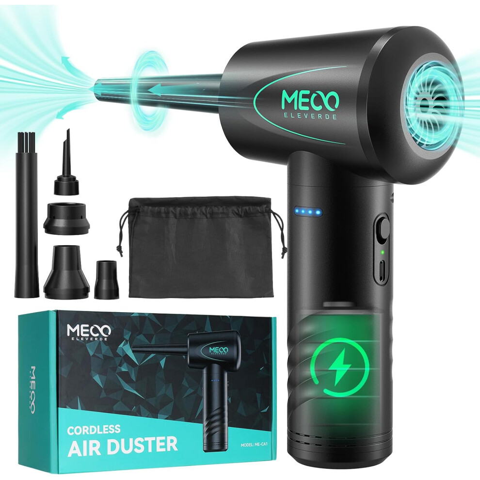 Compressed Air Duster, Blower with LED Light, 3 Speeds to 100000RPM, Electric Air Duster for PC/Keyboard Cleaner