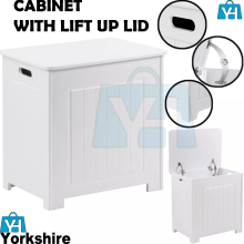Laundry Basket Wooden Bathroom Laundry Bin Storage Floor Cabinet w/Lid